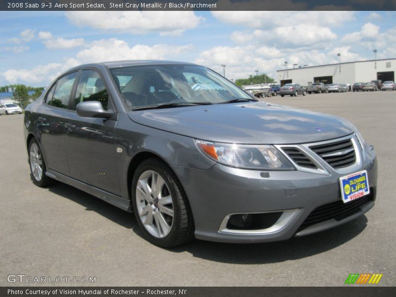 Steel Gray Metallic / Black/Parchment 2008 Saab 9-3 Aero Sport Sedan