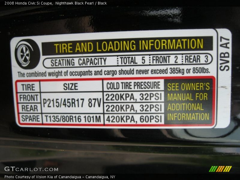 Nighthawk Black Pearl / Black 2008 Honda Civic Si Coupe