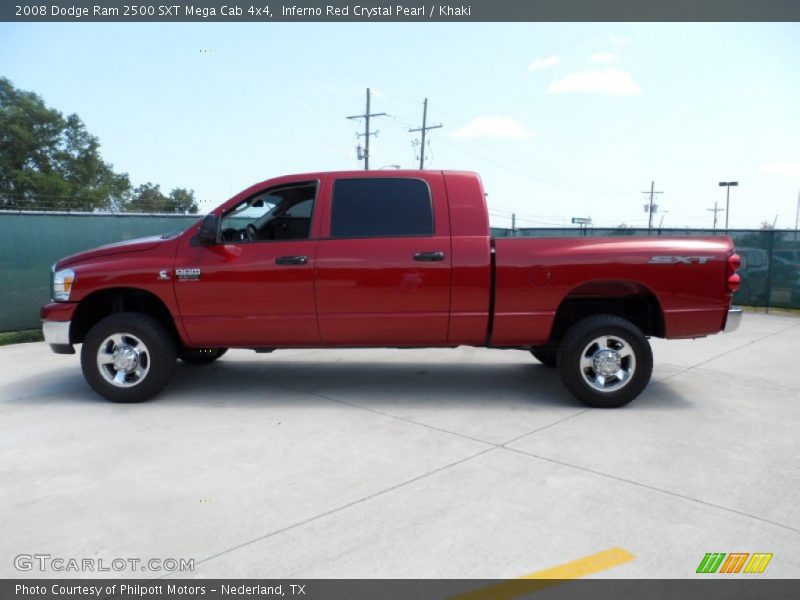 Inferno Red Crystal Pearl / Khaki 2008 Dodge Ram 2500 SXT Mega Cab 4x4
