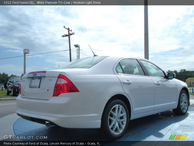 White Platinum Tri-Coat / Medium Light Stone 2012 Ford Fusion SEL
