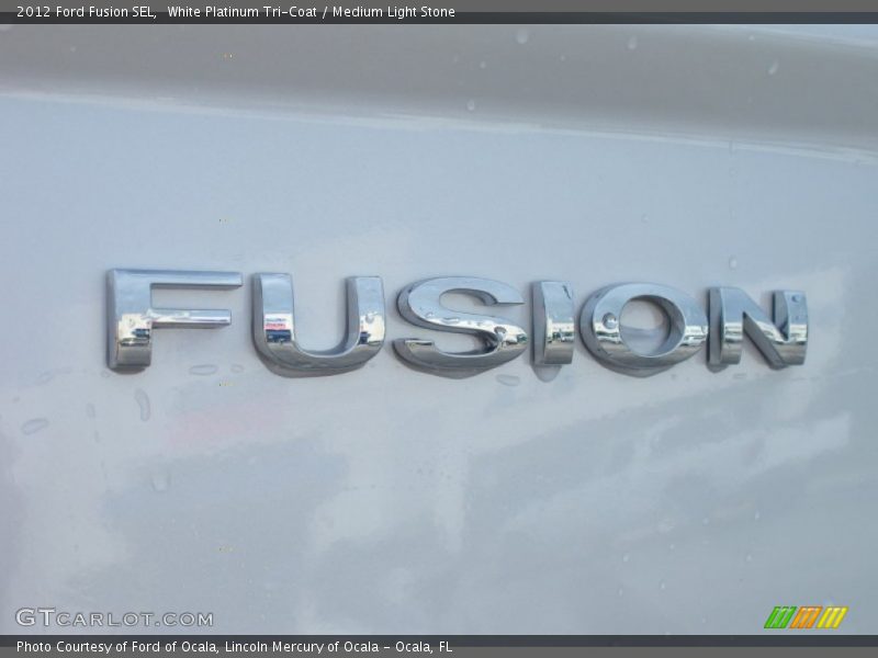 White Platinum Tri-Coat / Medium Light Stone 2012 Ford Fusion SEL