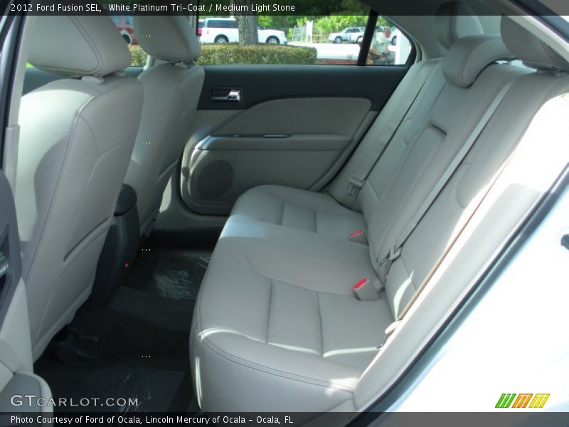 White Platinum Tri-Coat / Medium Light Stone 2012 Ford Fusion SEL