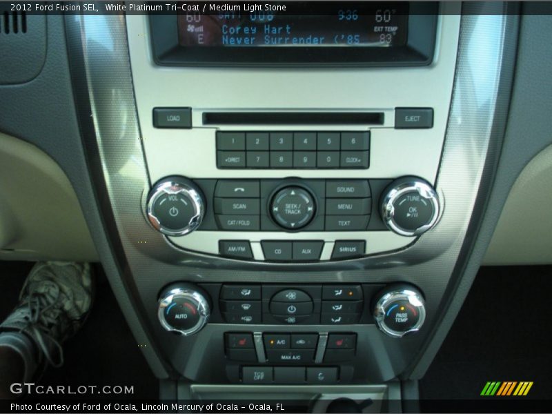 White Platinum Tri-Coat / Medium Light Stone 2012 Ford Fusion SEL