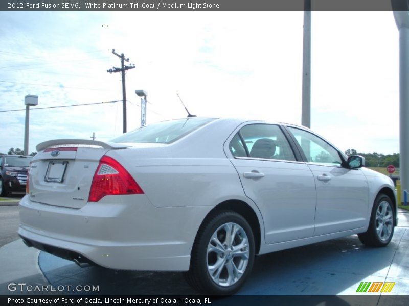 White Platinum Tri-Coat / Medium Light Stone 2012 Ford Fusion SE V6