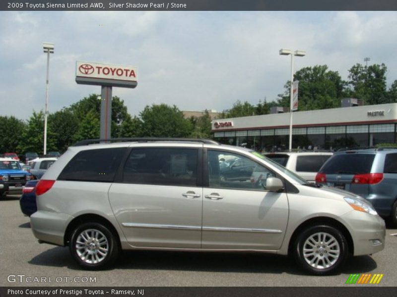 Silver Shadow Pearl / Stone 2009 Toyota Sienna Limited AWD