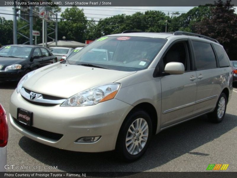 Silver Shadow Pearl / Stone 2009 Toyota Sienna Limited AWD