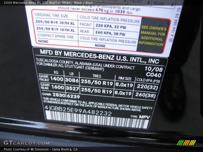 Black / Black 2009 Mercedes-Benz ML 320 BlueTec 4Matic