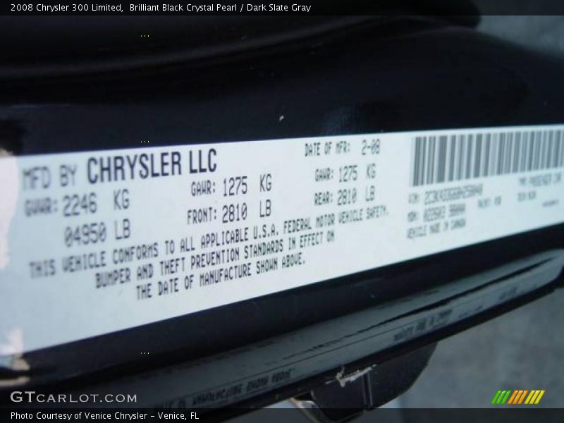 Brilliant Black Crystal Pearl / Dark Slate Gray 2008 Chrysler 300 Limited