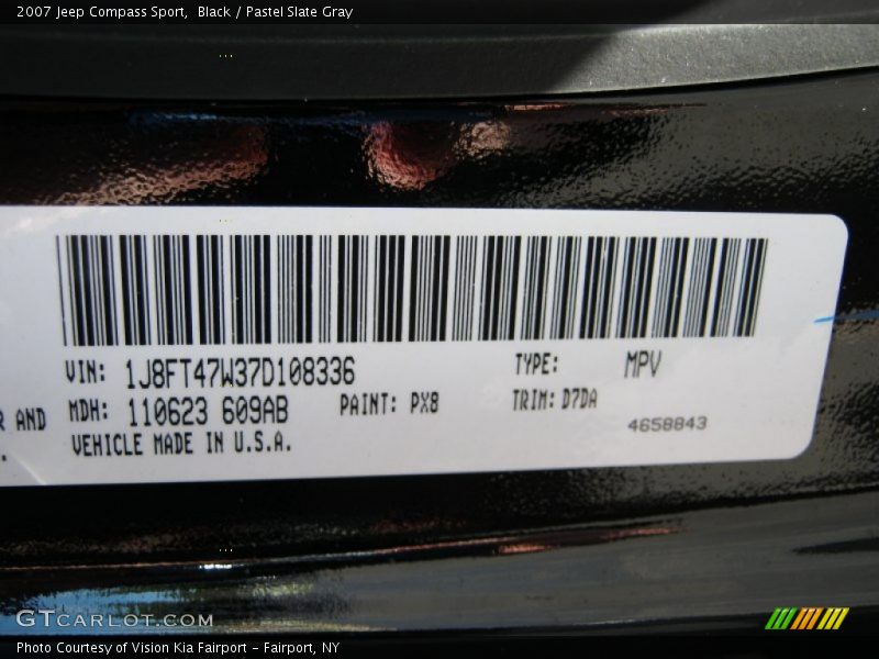 Black / Pastel Slate Gray 2007 Jeep Compass Sport