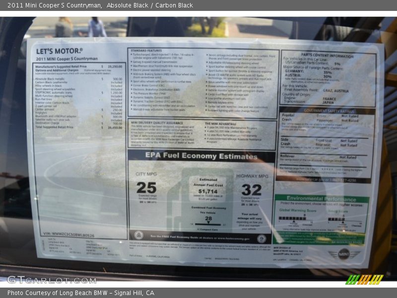 Absolute Black / Carbon Black 2011 Mini Cooper S Countryman