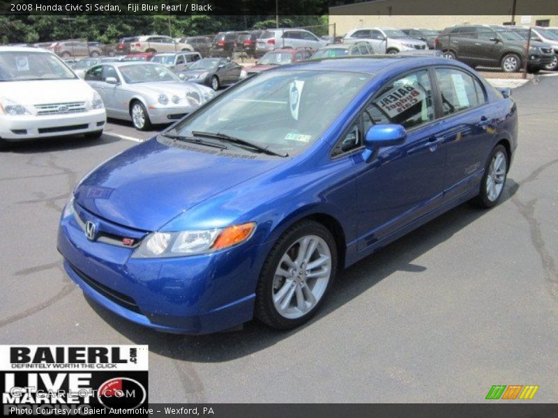 Fiji Blue Pearl / Black 2008 Honda Civic Si Sedan