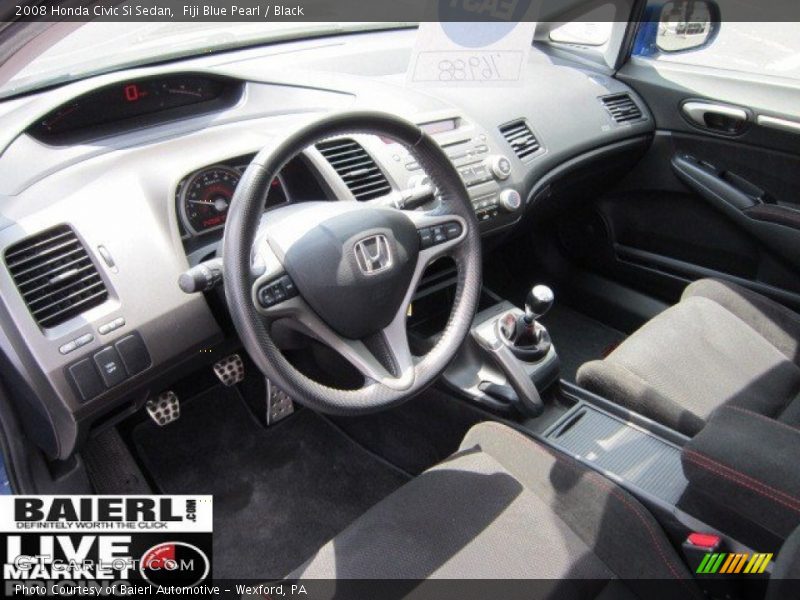 Fiji Blue Pearl / Black 2008 Honda Civic Si Sedan