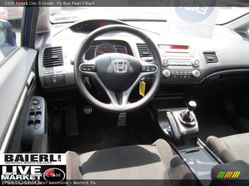 Fiji Blue Pearl / Black 2008 Honda Civic Si Sedan