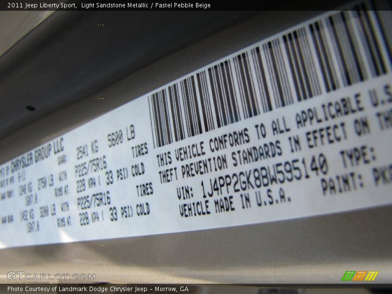Light Sandstone Metallic / Pastel Pebble Beige 2011 Jeep Liberty Sport