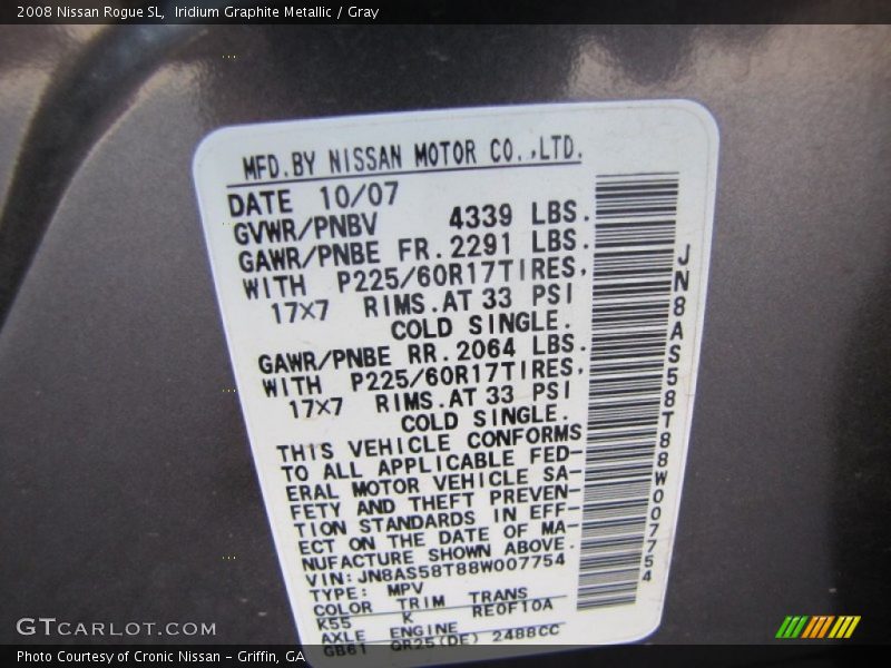 Iridium Graphite Metallic / Gray 2008 Nissan Rogue SL