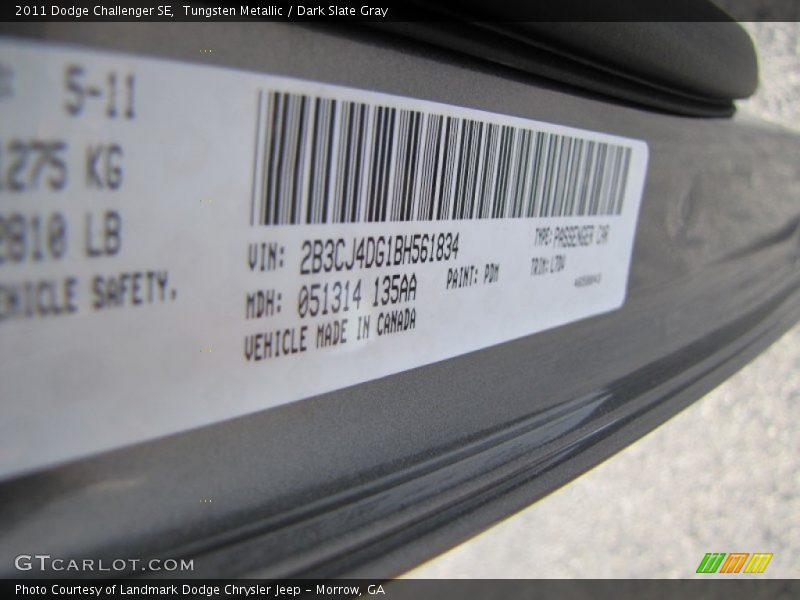 Tungsten Metallic / Dark Slate Gray 2011 Dodge Challenger SE