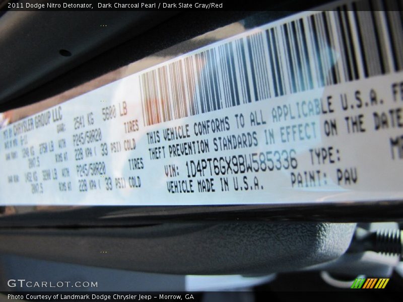 2011 Nitro Detonator Dark Charcoal Pearl Color Code PAV