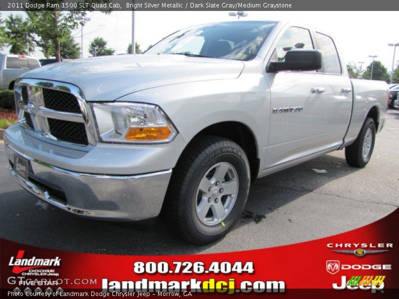 Bright Silver Metallic / Dark Slate Gray/Medium Graystone 2011 Dodge Ram 1500 SLT Quad Cab