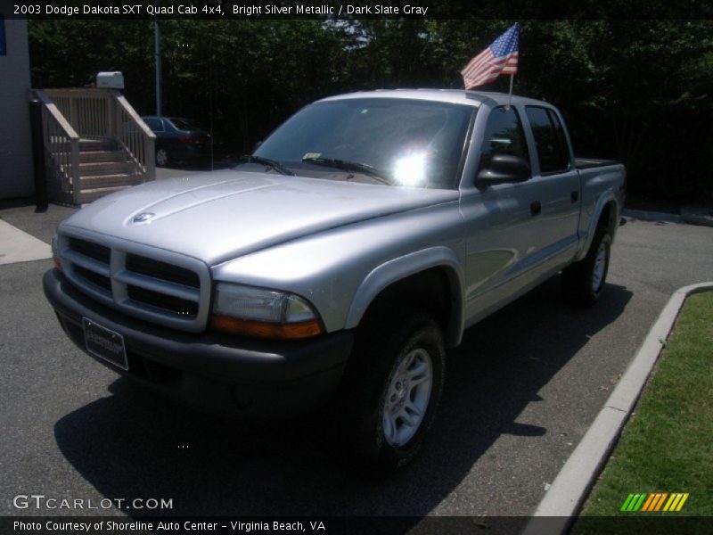 Bright Silver Metallic / Dark Slate Gray 2003 Dodge Dakota SXT Quad Cab 4x4