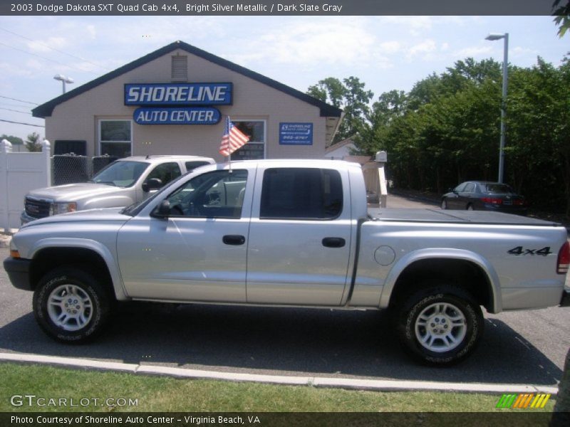 Bright Silver Metallic / Dark Slate Gray 2003 Dodge Dakota SXT Quad Cab 4x4