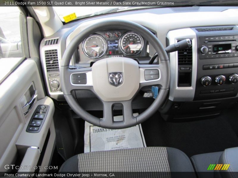 Bright Silver Metallic / Dark Slate Gray/Medium Graystone 2011 Dodge Ram 1500 SLT Quad Cab
