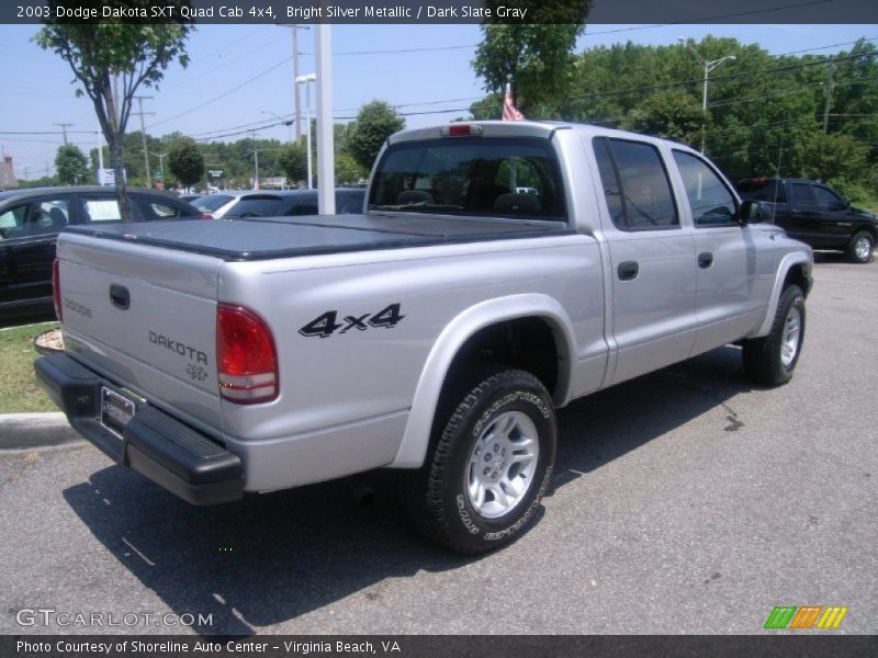 Bright Silver Metallic / Dark Slate Gray 2003 Dodge Dakota SXT Quad Cab 4x4