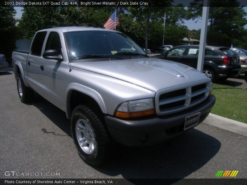 Bright Silver Metallic / Dark Slate Gray 2003 Dodge Dakota SXT Quad Cab 4x4