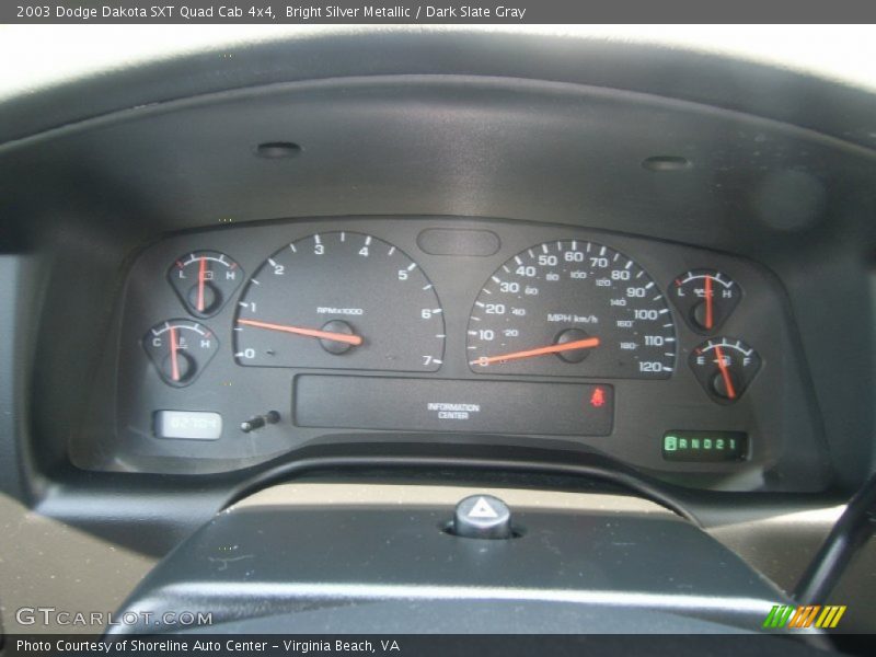 Bright Silver Metallic / Dark Slate Gray 2003 Dodge Dakota SXT Quad Cab 4x4