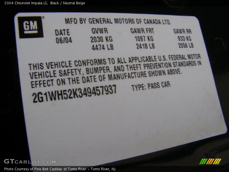 Black / Neutral Beige 2004 Chevrolet Impala LS