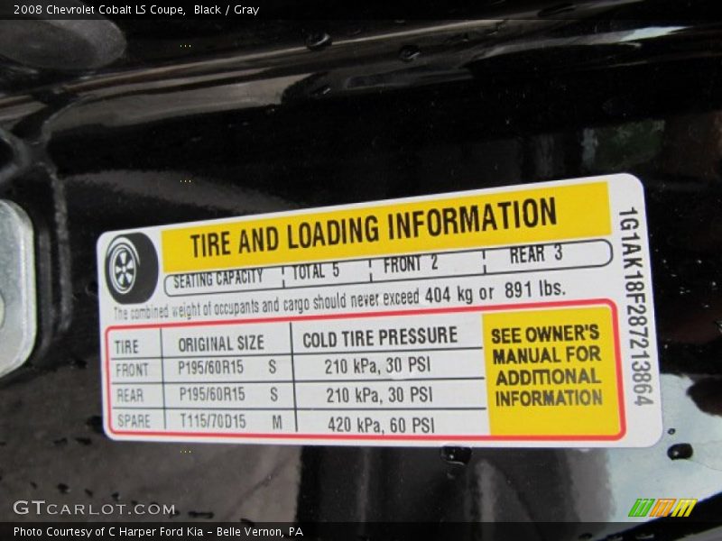 Black / Gray 2008 Chevrolet Cobalt LS Coupe