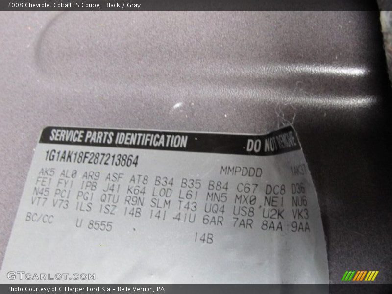 Black / Gray 2008 Chevrolet Cobalt LS Coupe