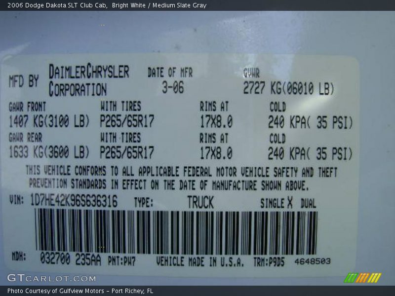 Bright White / Medium Slate Gray 2006 Dodge Dakota SLT Club Cab