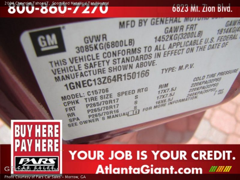 Sport Red Metallic / Tan/Neutral 2004 Chevrolet Tahoe LT