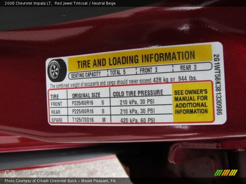 Red Jewel Tintcoat / Neutral Beige 2008 Chevrolet Impala LT