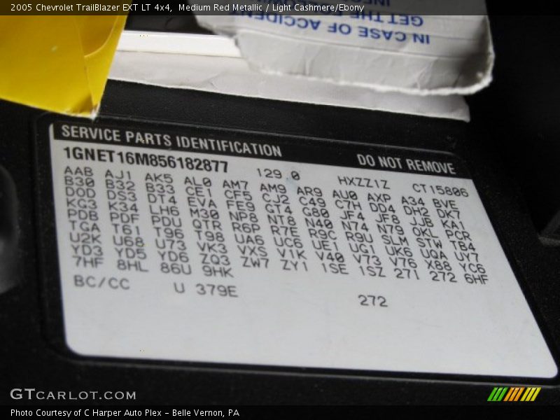 Info Tag of 2005 TrailBlazer EXT LT 4x4