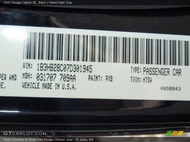 Black / Pastel Slate Gray 2007 Dodge Caliber SE