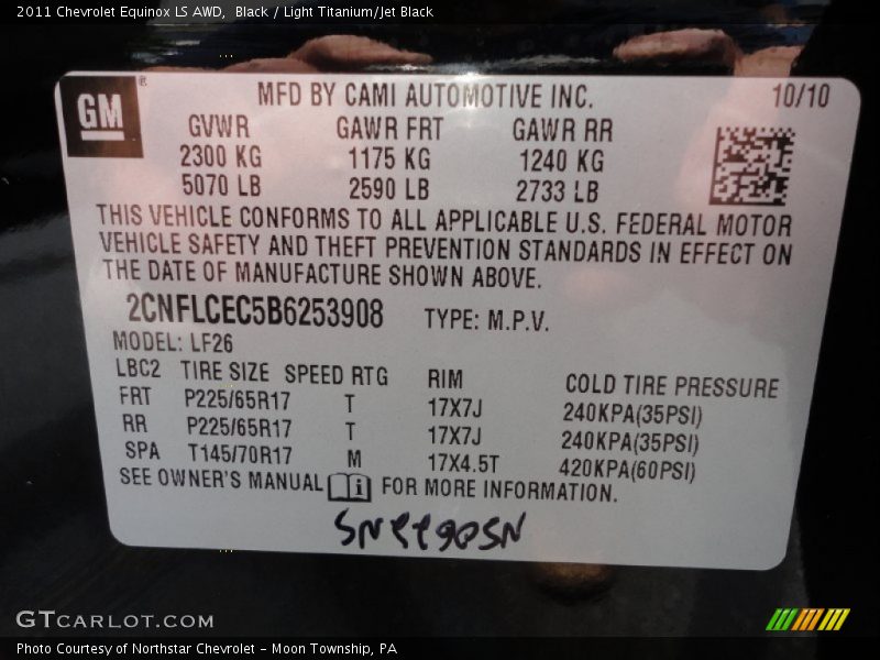 Black / Light Titanium/Jet Black 2011 Chevrolet Equinox LS AWD