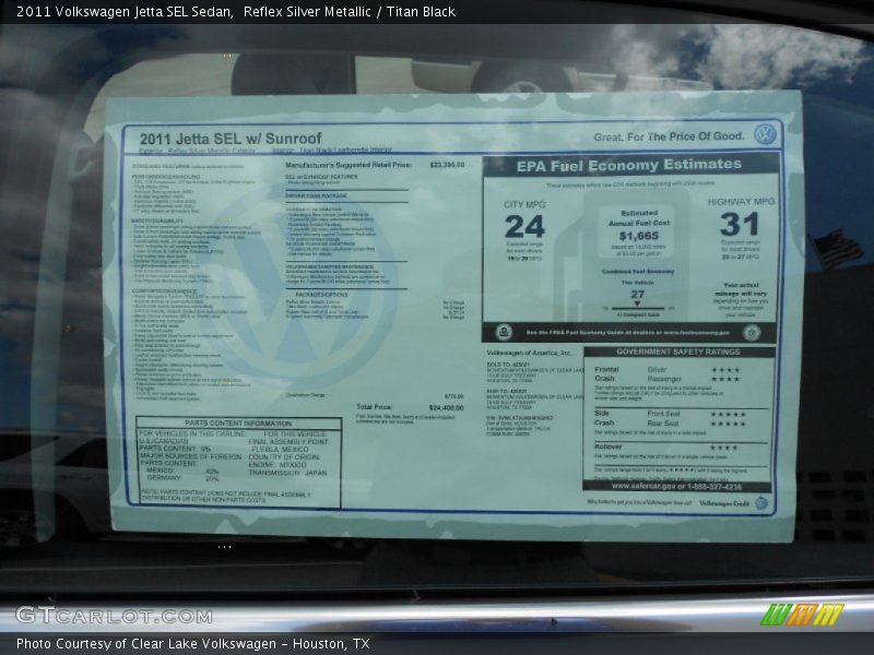 Reflex Silver Metallic / Titan Black 2011 Volkswagen Jetta SEL Sedan