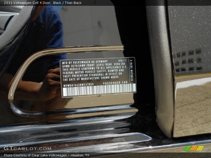 Black / Titan Black 2011 Volkswagen Golf 4 Door
