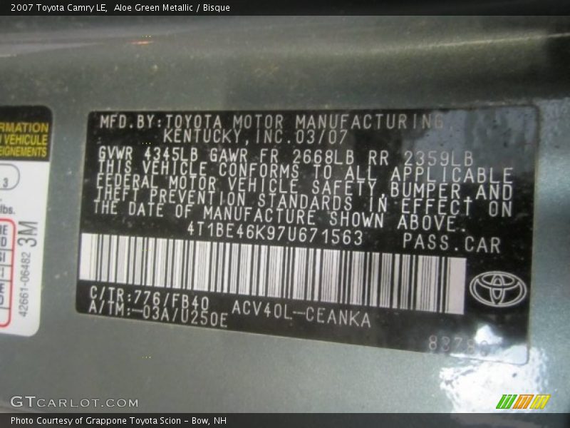 Aloe Green Metallic / Bisque 2007 Toyota Camry LE