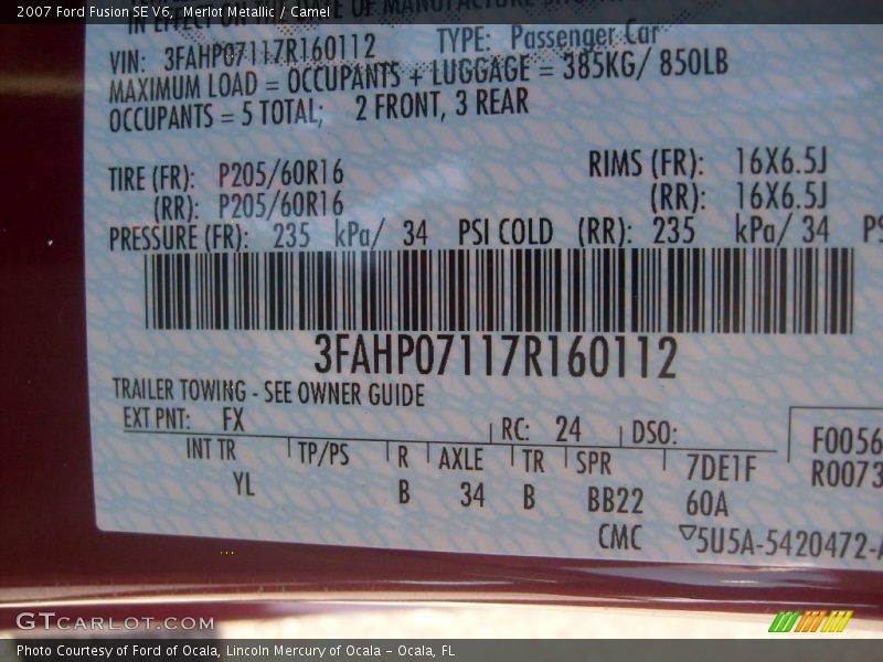 Merlot Metallic / Camel 2007 Ford Fusion SE V6