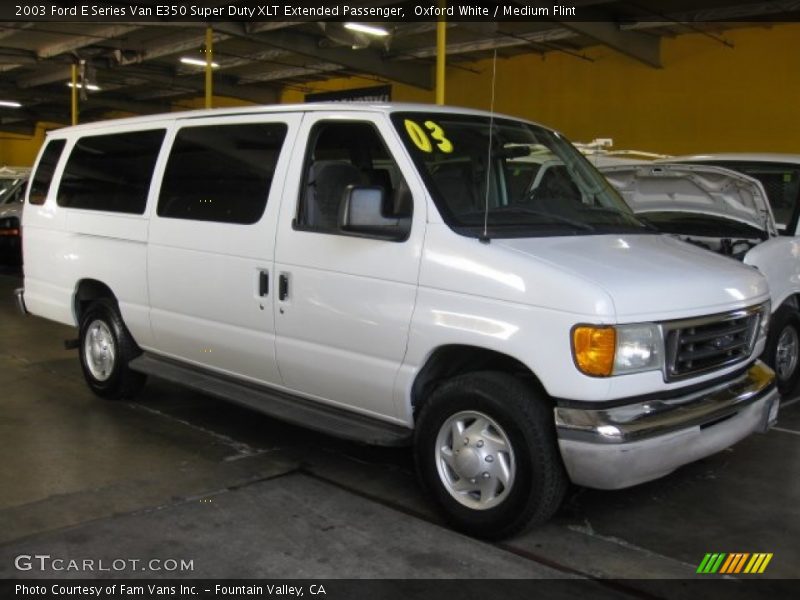 Oxford White / Medium Flint 2003 Ford E Series Van E350 Super Duty XLT Extended Passenger