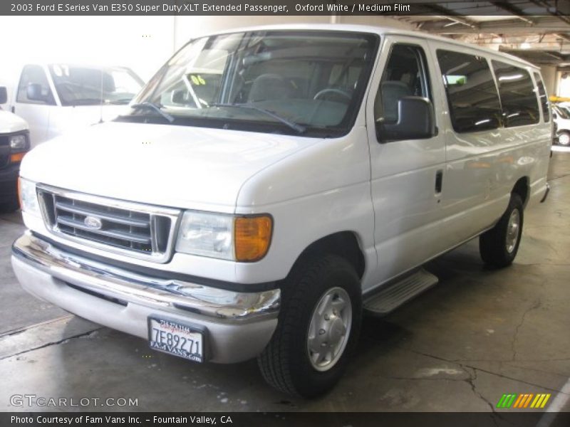 Oxford White / Medium Flint 2003 Ford E Series Van E350 Super Duty XLT Extended Passenger