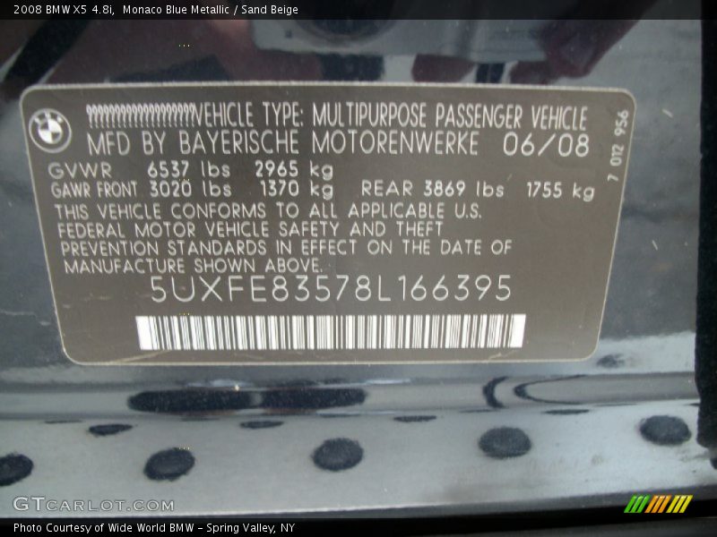 Monaco Blue Metallic / Sand Beige 2008 BMW X5 4.8i