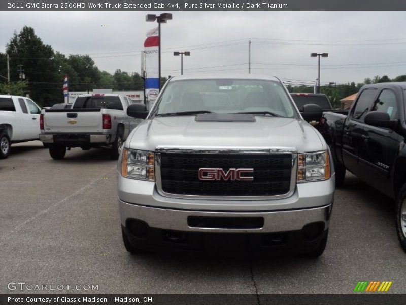 Pure Silver Metallic / Dark Titanium 2011 GMC Sierra 2500HD Work Truck Extended Cab 4x4