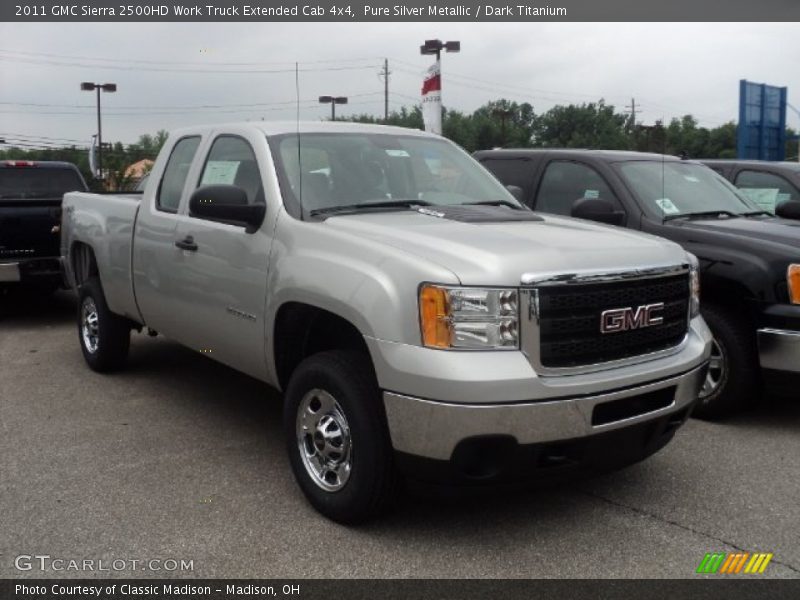Pure Silver Metallic / Dark Titanium 2011 GMC Sierra 2500HD Work Truck Extended Cab 4x4