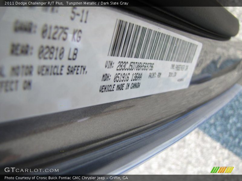 Tungsten Metallic / Dark Slate Gray 2011 Dodge Challenger R/T Plus