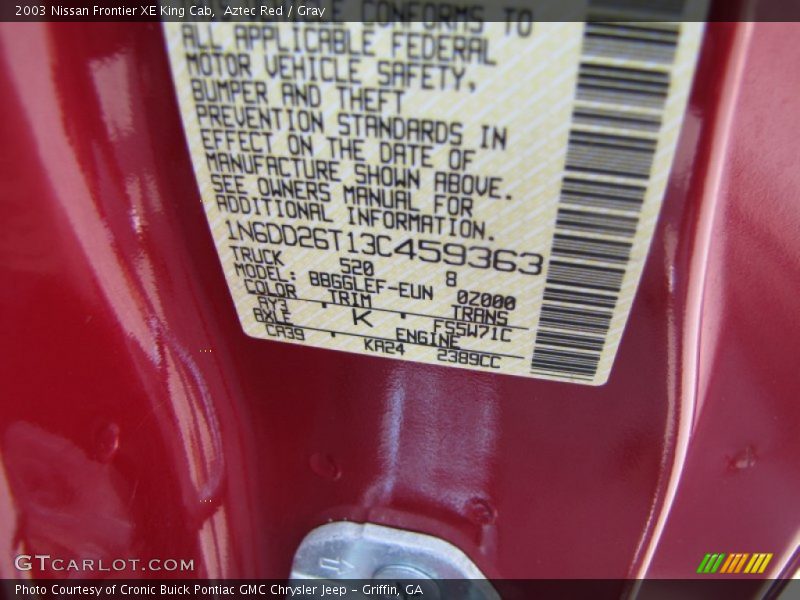 Aztec Red / Gray 2003 Nissan Frontier XE King Cab