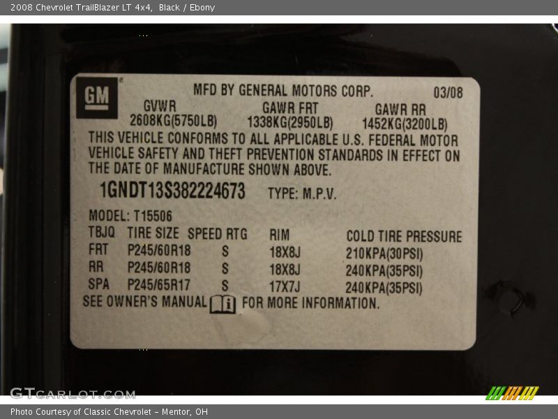 Black / Ebony 2008 Chevrolet TrailBlazer LT 4x4
