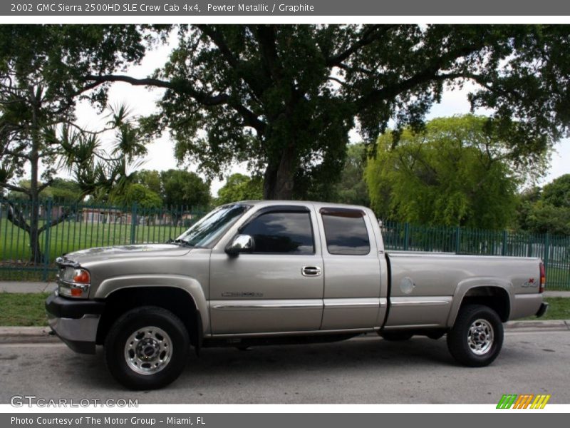 Pewter Metallic / Graphite 2002 GMC Sierra 2500HD SLE Crew Cab 4x4